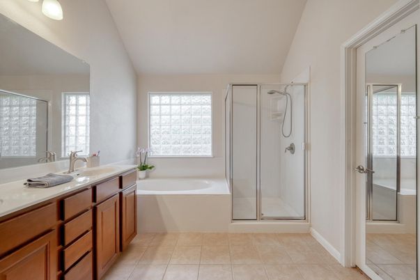 Bathroom, Dual Sink Vanities, Glass Shower, Interior