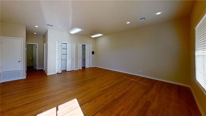 Empty room, Interior, Recessed Lighting, Wood Texture Flooring