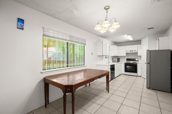 Chandelier, Interior, Kitchen, Stainless Steel Appliances