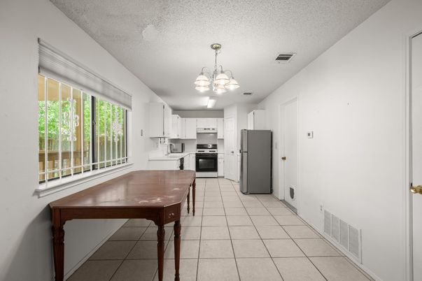 Chandelier, Interior, Kitchen, Stainless Steel Appliances