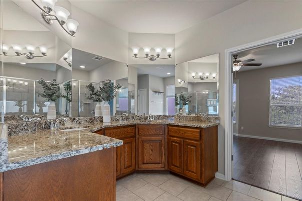 Bathroom, Glass Shower, Interior, Recessed Lighting, Wood Texture Flooring