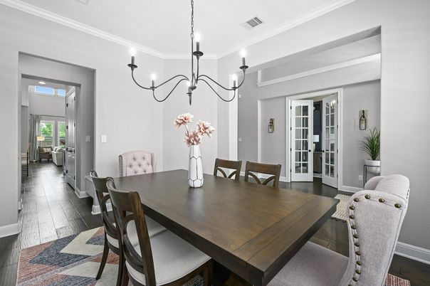 Chandelier, Dining room, Interior, Wood Texture Flooring