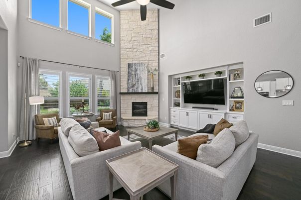 Fireplace, Interior, Living room, Stone Walls, Wood Texture Flooring