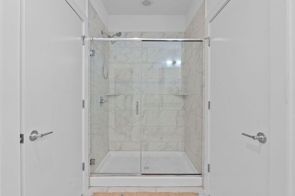 Bathroom, Glass Shower, Interior, Marble Walls
