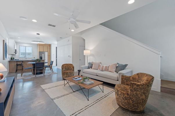 Dining room, Interior, Kitchen, Living room, Recessed Lighting