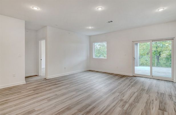 Empty room, Interior, Recessed Lighting, Wood Texture Flooring