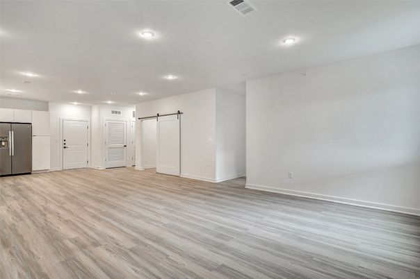 Empty room, Interior, Recessed Lighting, Wood Texture Flooring