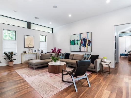 Interior, Living room, Recessed Lighting, Wood Texture Flooring