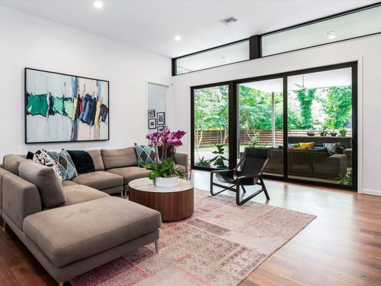 Interior, Living room, Recessed Lighting, Wood Texture Flooring