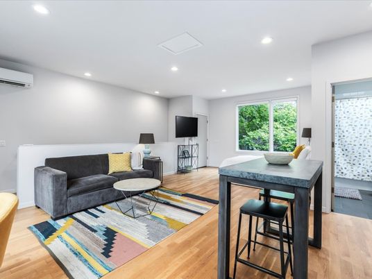 Interior, Living room, Recessed Lighting, Wood Texture Flooring