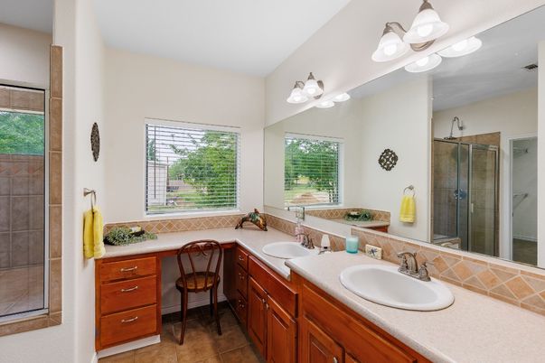 Bathroom, Dual Sink Vanities, Glass Shower, Interior