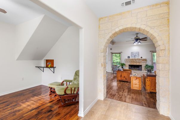 Fireplace, Interior, Stone Walls, Wood Texture Flooring