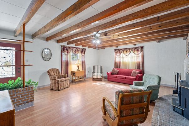Fireplace, Interior, Living room, Wooden Beams, Wood Texture Flooring