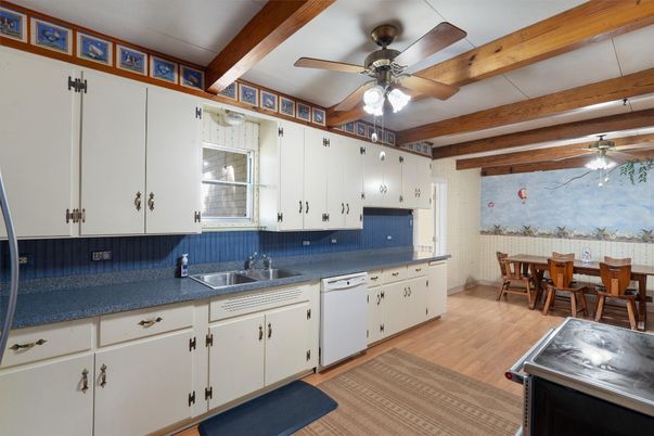 Dining room, Interior, Kitchen, Wooden Beams, Wood Texture Flooring