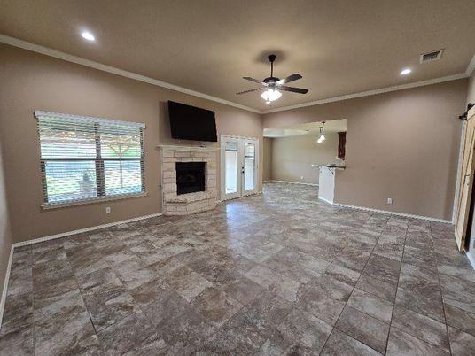 Empty room, Fireplace, Interior, Recessed Lighting
