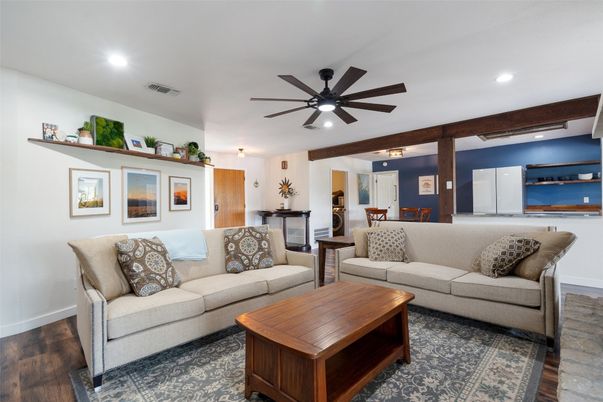 Interior, Living room, Recessed Lighting, Wood Texture Flooring