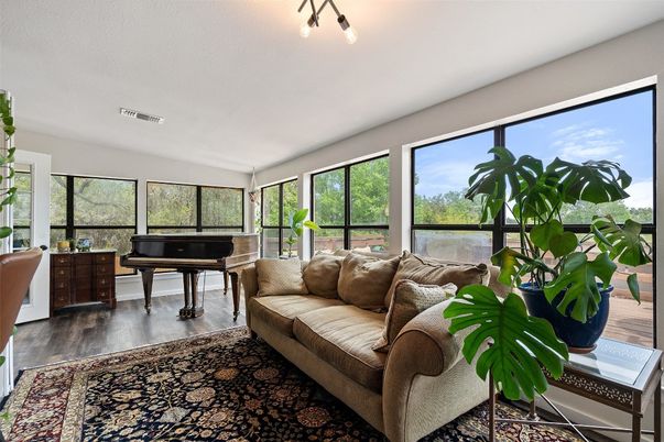 Interior, Living room, Piano, Sun Room, Wood Texture Flooring