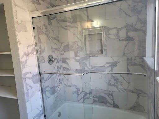 Bathroom, Glass Shower, Interior, Marble Walls
