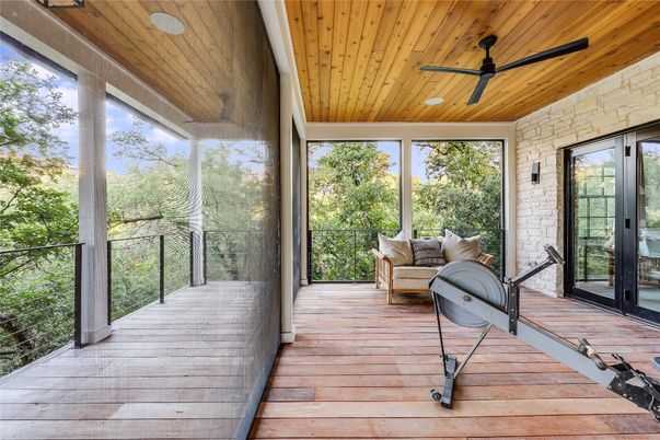 Interior, Stone Walls, Sun Room, Wooden Ceilings, Wood Texture Flooring