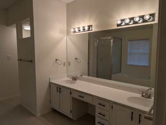 Bathroom, Dual Sink Vanities, Glass Shower, Interior
