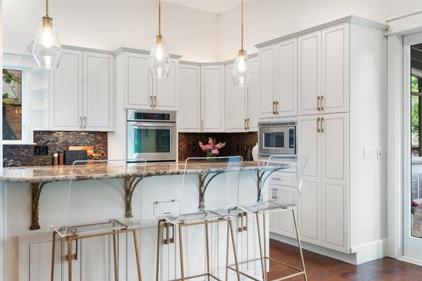 Interior, Kitchen, Pendant Lights, Stainless Steel Appliances, Wood Texture Flooring