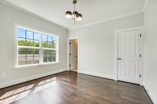 Empty room, Interior, Pendant Lights, Wood Texture Flooring