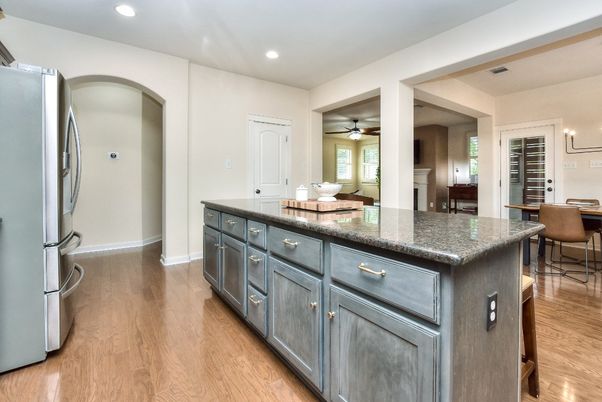 Interior, Kitchen, Recessed Lighting, Wood Texture Flooring