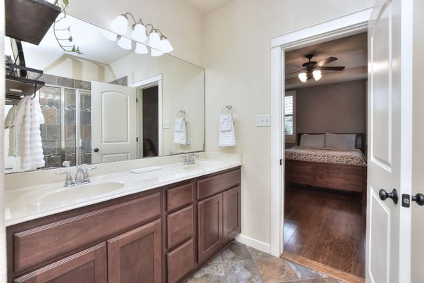 Bathroom, Bedroom, Dual Sink Vanities, Interior, Wood Texture Flooring