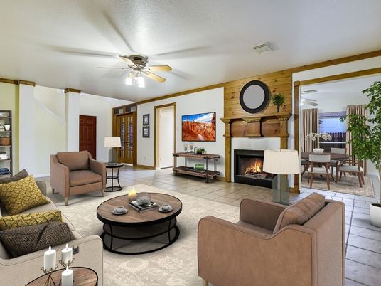Dining room, Fireplace, Interior, Living room