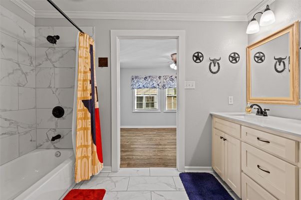 Bathroom, Interior, Marble, Marble Walls, Wood Texture Flooring