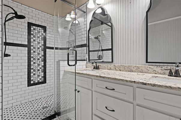 Bathroom, Dual Sink Vanities, Glass Shower, Interior
