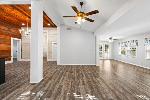 Empty room, Interior, Recessed Lighting, Wooden Ceilings, Wood Texture Flooring, Wooden Walls