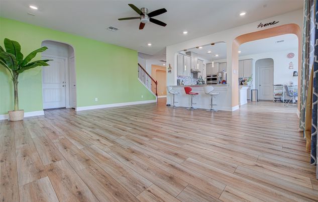 Interior, Kitchen, Recessed Lighting, Wood Texture Flooring