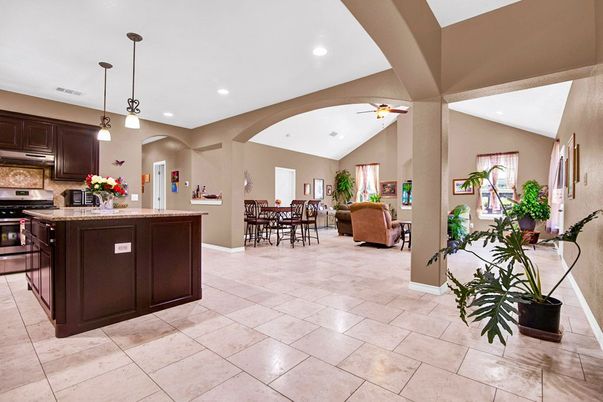 Dining room, Interior, Kitchen, Living room, Pendant Lights, Recessed Lighting, Stainless Steel Appliances