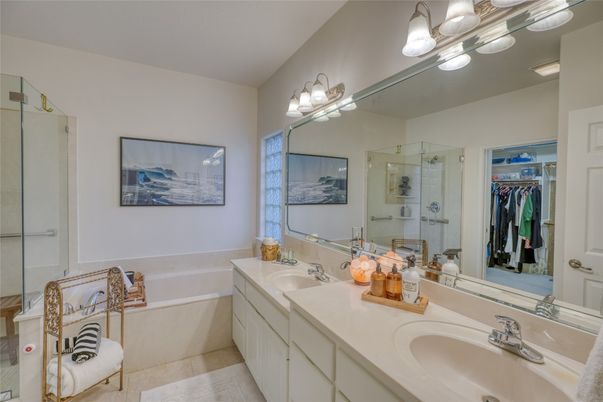 Bathroom, Dual Sink Vanities, Glass Shower, Interior