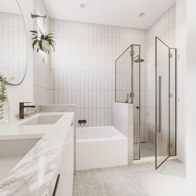 Bathroom, Glass Shower, Interior, Recessed Lighting