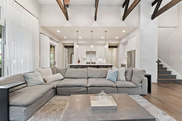 Interior, Kitchen, Living room, Pendant Lights, Recessed Lighting, Stainless Steel Appliances, Wood Texture Flooring