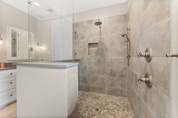 Bathroom, Glass Shower, Interior, Recessed Lighting