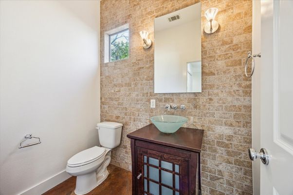 Bathroom, Interior, Stone Walls, Wood Texture Flooring