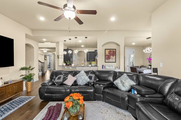 Dining room, Interior, Kitchen, Living room, Pendant Lights, Recessed Lighting, Wood Texture Flooring