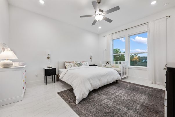 Bedroom, Interior, Marble, Recessed Lighting, Water