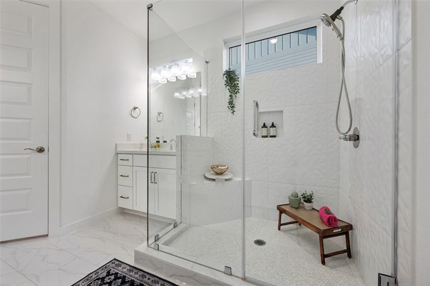 Bathroom, Glass Shower, Interior, Marble