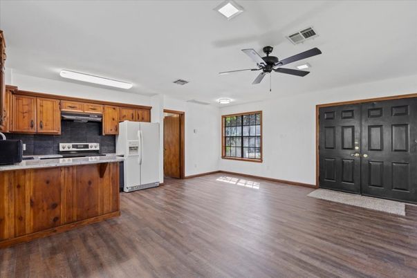 Interior, Kitchen, Stainless Steel Appliances, Wood Texture Flooring