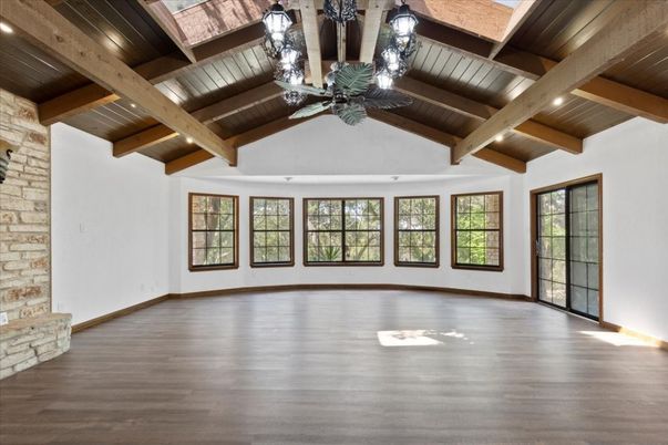 Empty room, Interior, Stone Walls, Wooden Beams, Wooden Ceilings, Wood Texture Flooring