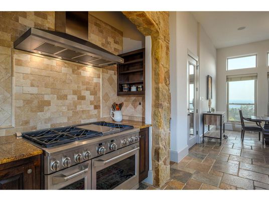 Interior, Kitchen, Stainless Steel Appliances, Stone Walls, Water