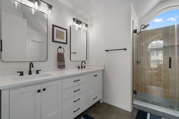 Bathroom, Dual Sink Vanities, Glass Shower, Interior