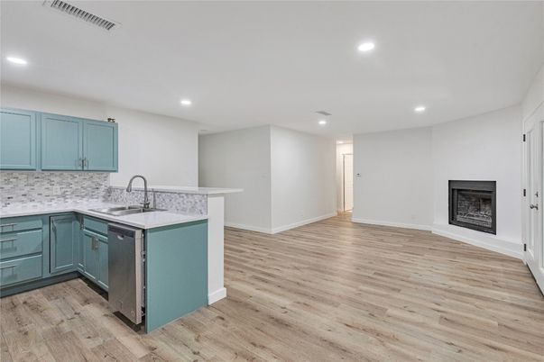 Interior, Kitchen, Recessed Lighting, Wood Texture Flooring