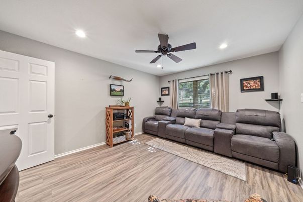 Interior, Living room, Recessed Lighting, Wood Texture Flooring