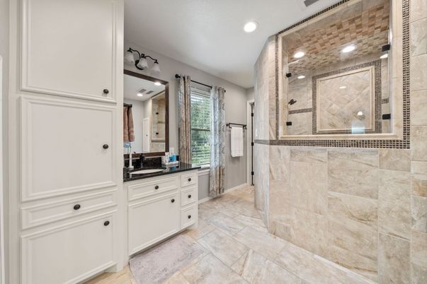 Bathroom, Glass Shower, Interior, Recessed Lighting