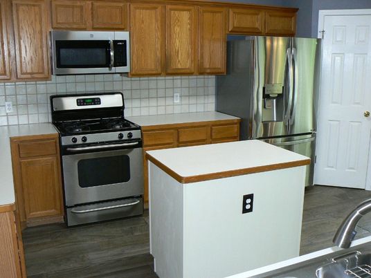 Interior, Kitchen, Stainless Steel Appliances, Wood Texture Flooring